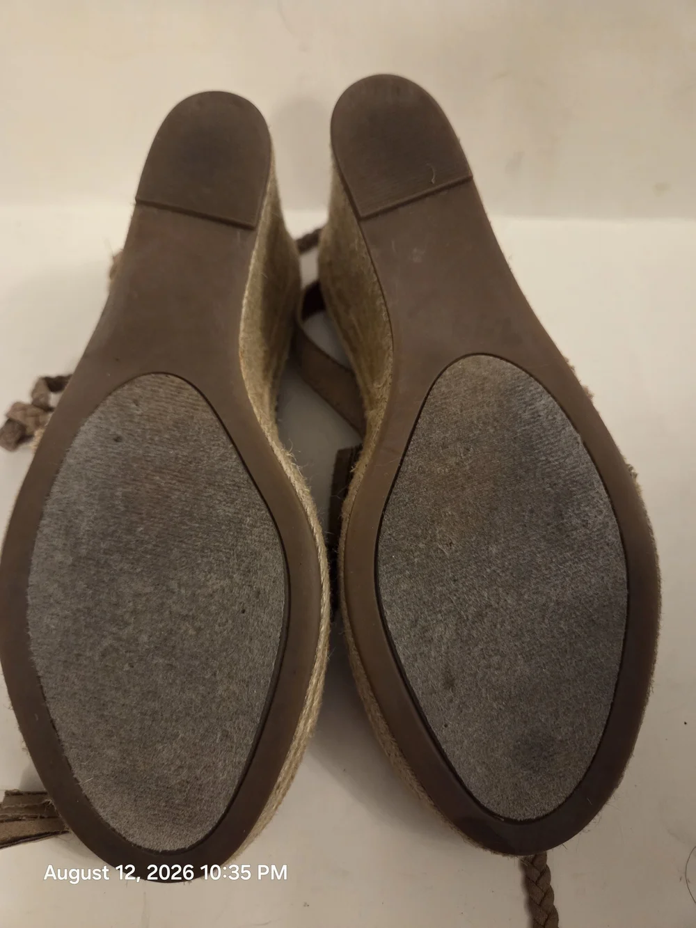 SO Taupe Suede Lace-Up Espadrille Wedges